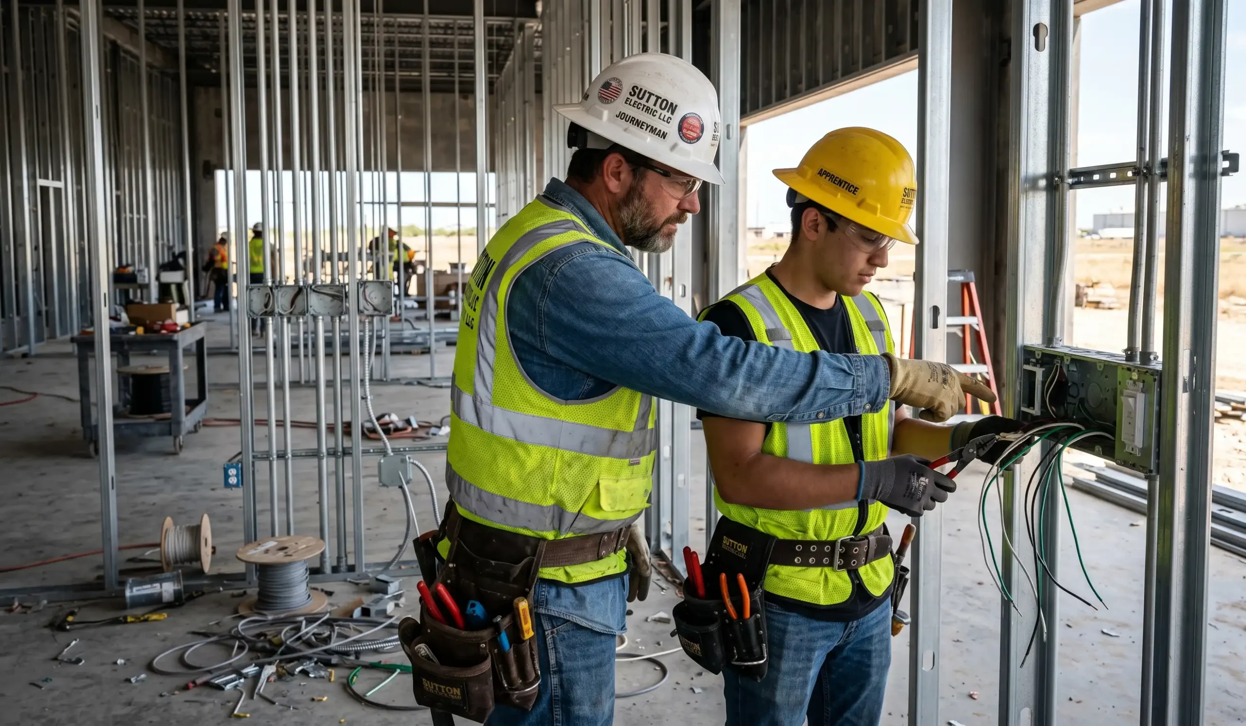 Master Electrician vs. Journeyman vs. Apprentice 1 Journeyman electrician supervising an apprentice on a Texas job