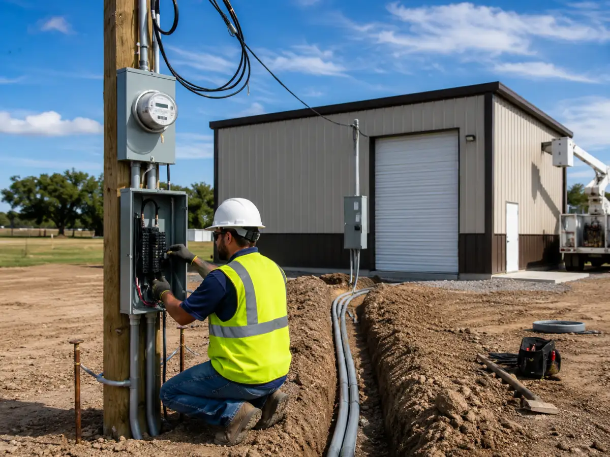 Electrician installing new service panel