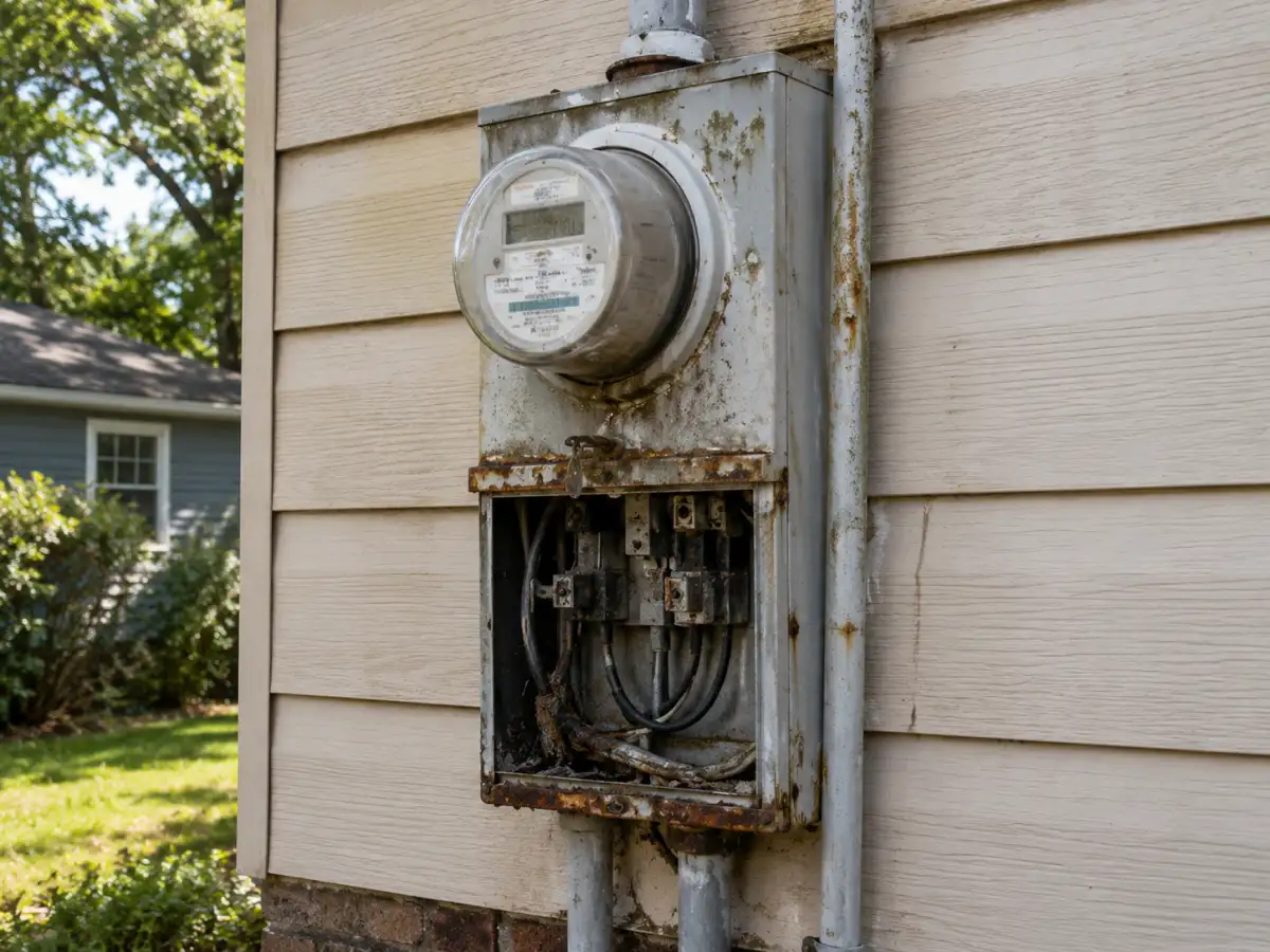 Rusty old meter loop box